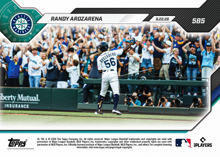 Randy Arozarena - 2026 MLB Topps NOW - Card 585 - PR: 1563 - Image 2