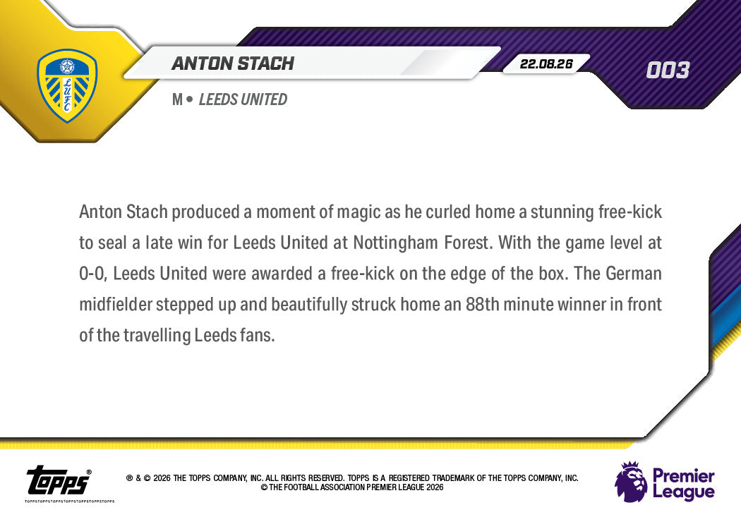 Anton Stach - 2026-27 Premier League Topps NOW - Card 3 - PR: 471 - Image 6