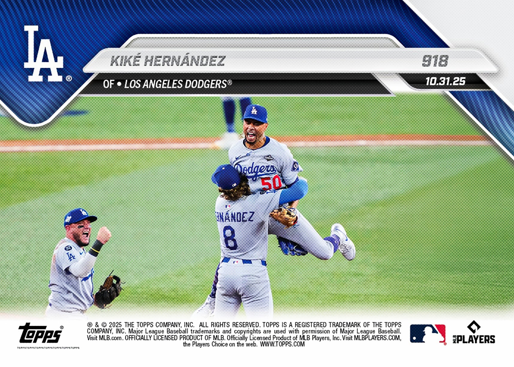 Kiké Hernández - 2025 MLB Topps NOW - Card 918 - PR: 6879 - Image 2