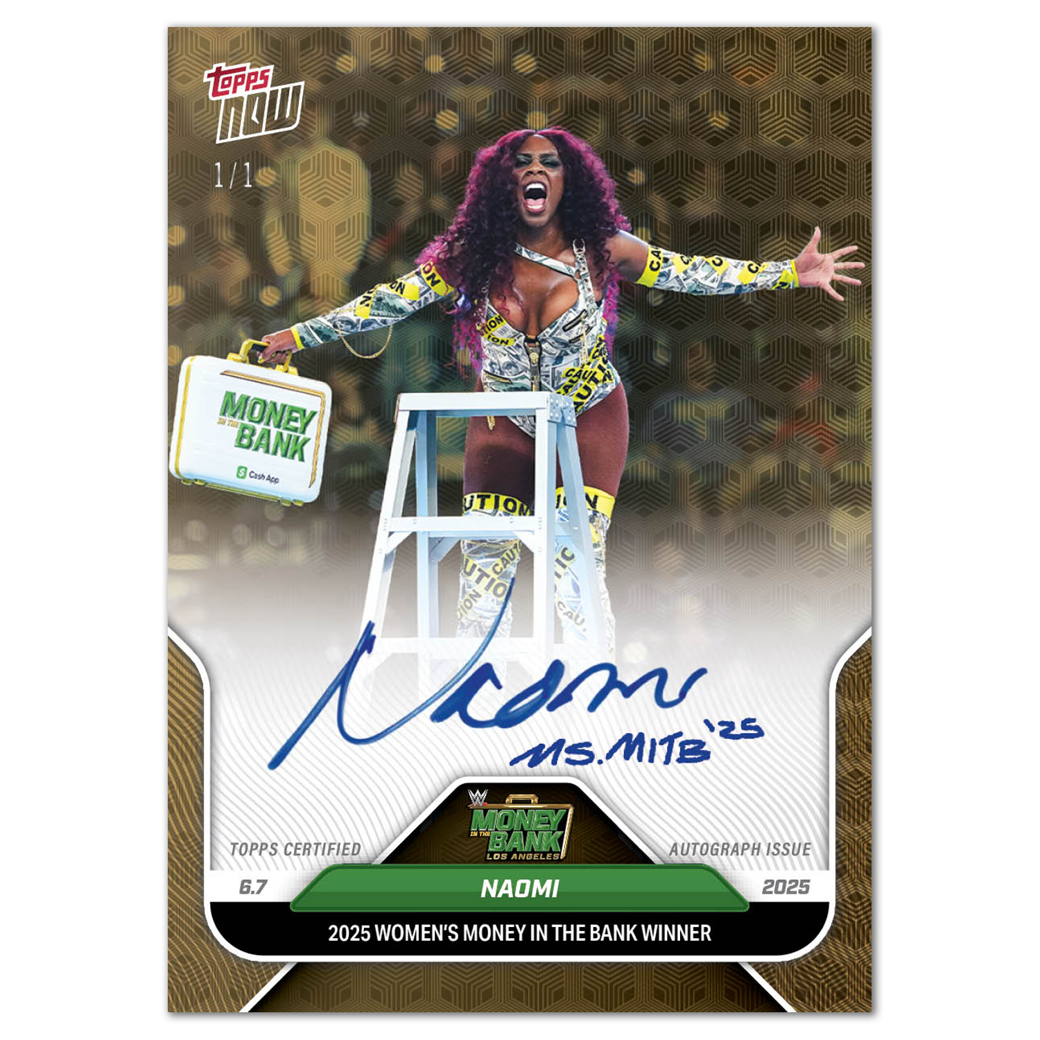 Alternative view of Naomi - 2025 WWE Topps NOW - Card 62 - LOOK FOR AUTOS - PR: 1133