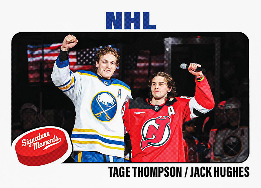 Tage Thompson / Jack Hughes - 2025-26 NHL Topps NOW - Sticker # 109 - PR: 1040 Pack - Image 2