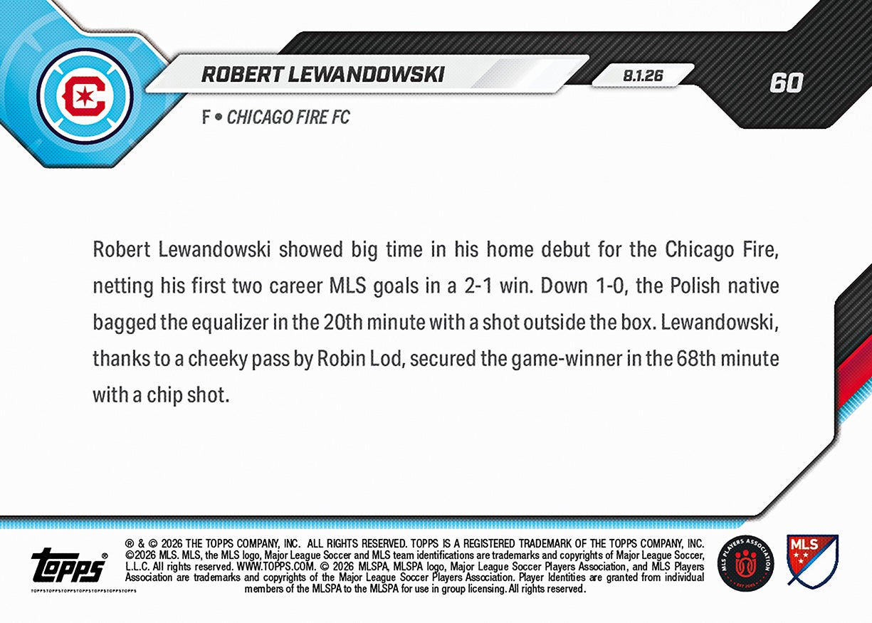 Robert Lewandowski - 2026 MLS Topps NOW - Card 60 - PR: 2821 - Image 3