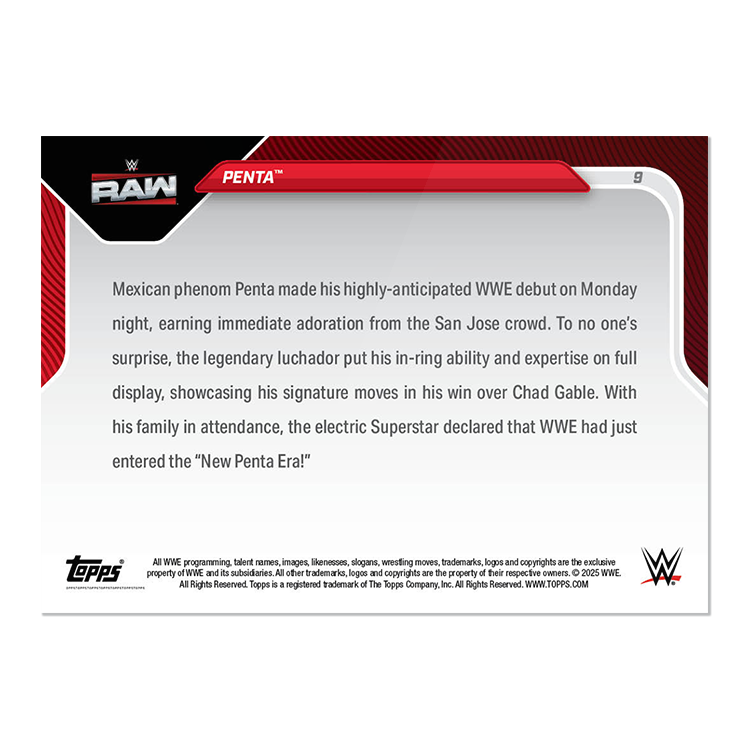 Penta - 2025 WWE Topps NOW Card 9 - PR: 3815 - Image 2