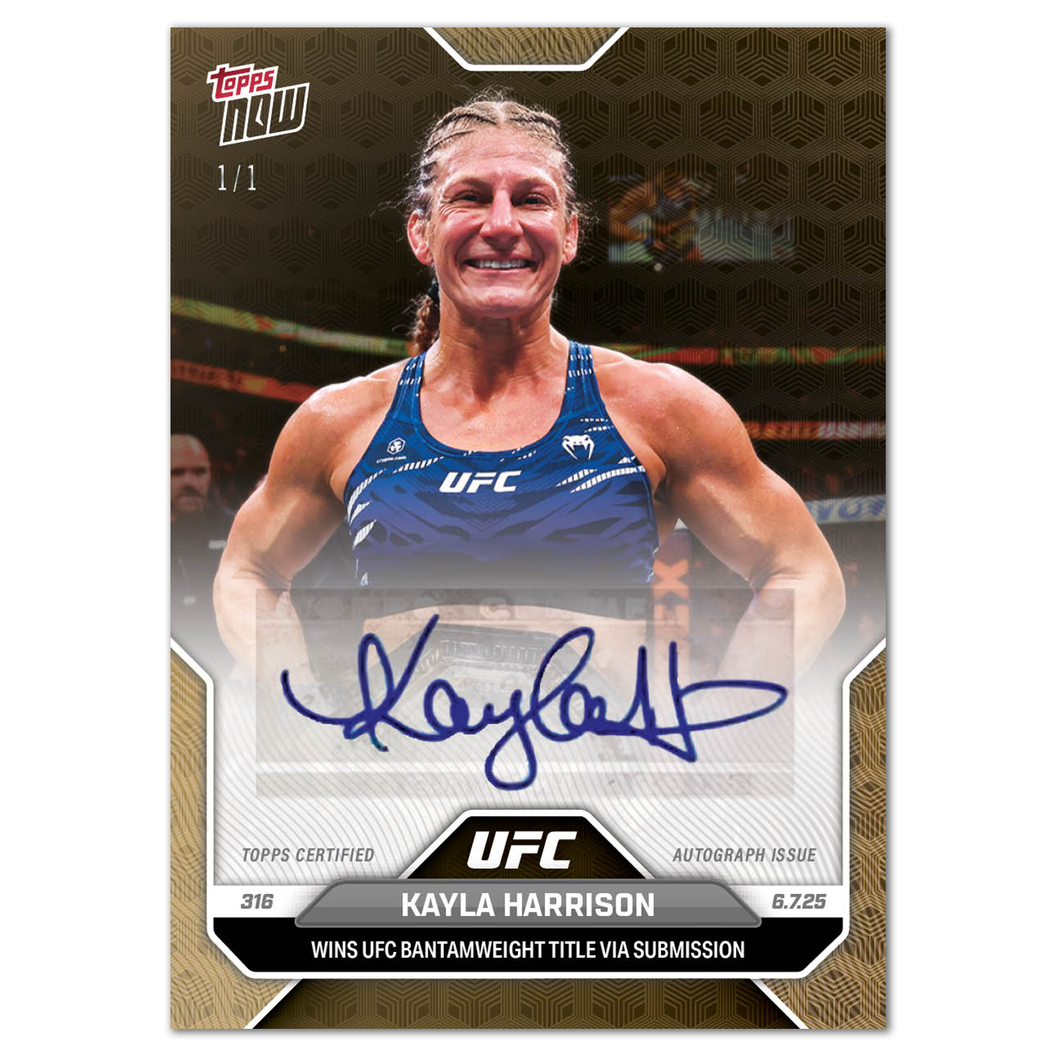 Alternative view of Kayla Harrison - 2025 UFC Topps NOW - Card 16 - LOOK FOR AUTOS - PR: 1904