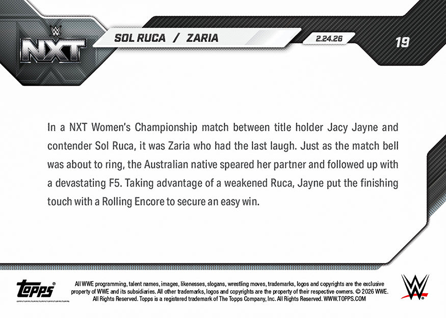 Sol Ruca / Zaria - 2026 WWE Topps NOW - Card 19 - PR: 711 - Image 2