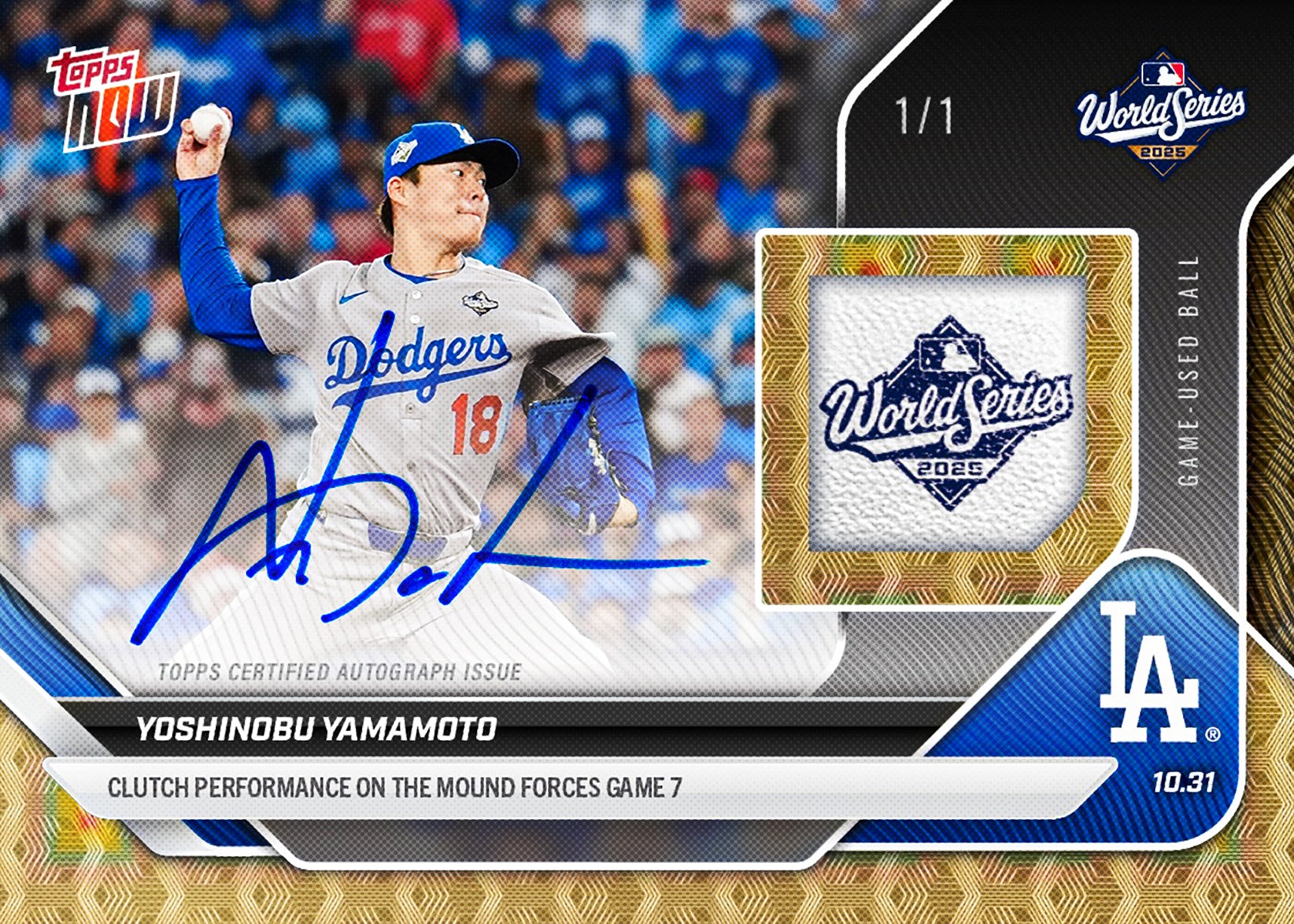 Alternative view of Yoshinobu Yamamoto - 2025 MLB Topps NOW - Card 916 - PR: 43189