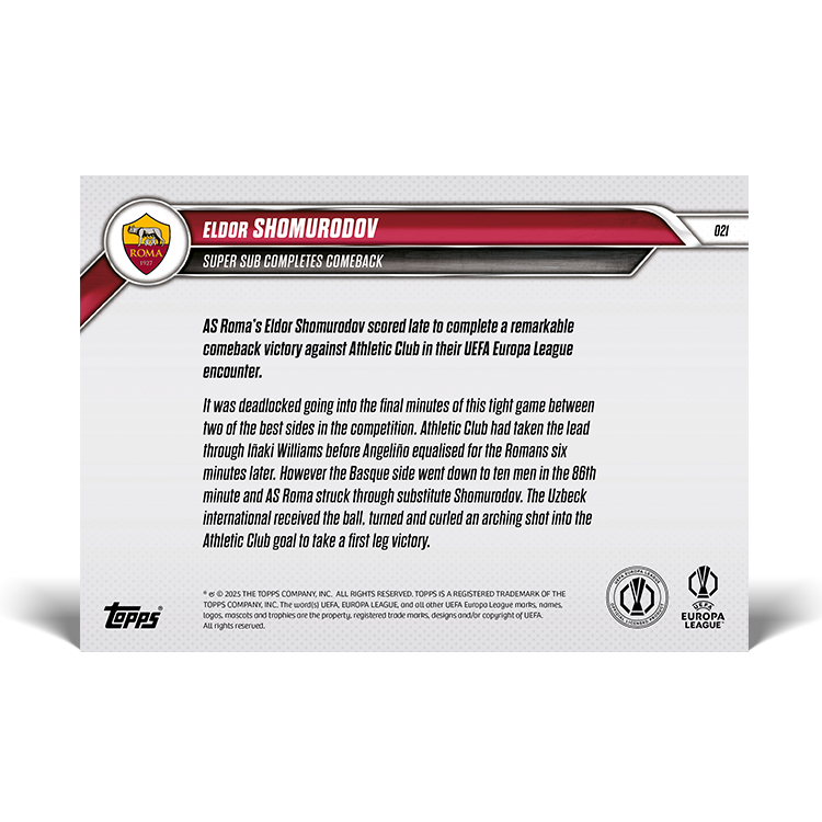 Eldor Shomurodov - 2024-25 UEL TOPPS NOW Card 21 - PR: 75 - Image 7