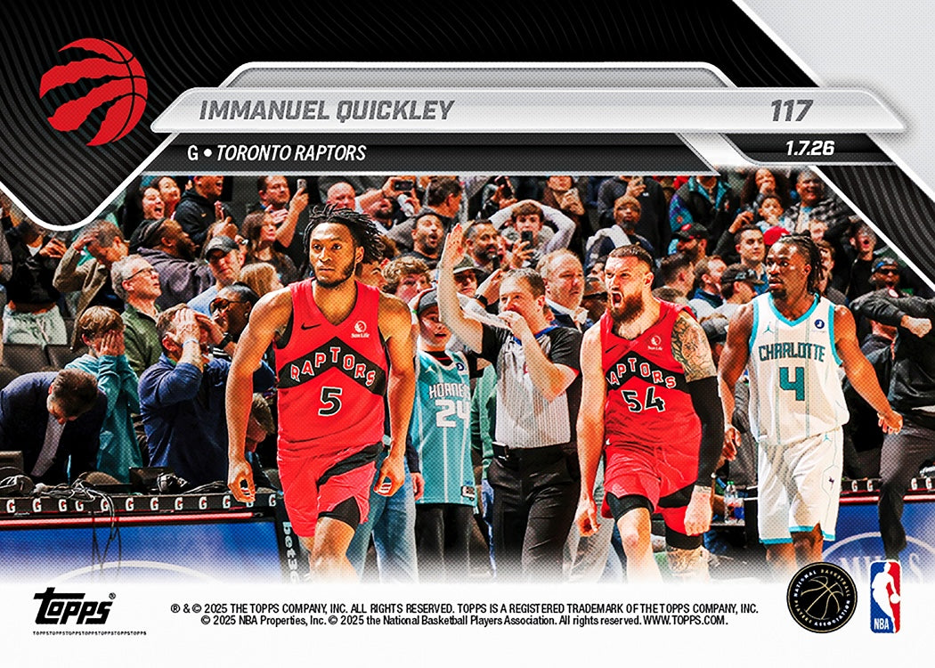 Immanuel Quickley - 2025-26 NBA Topps NOW - Card 117 - PR: 406 - Image 2