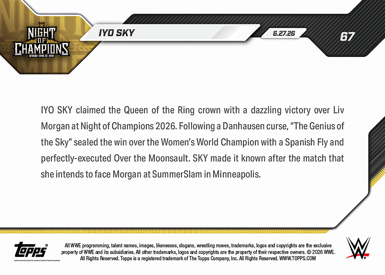 IYO SKY - 2026 WWE Topps NOW - Card 67 - PR: 1659 - Image 3