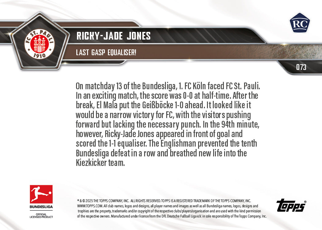 Ricky-Jade Jones - 2025-26 Bundesliga Topps NOW - Card 73 - PR: 358 - Image 7