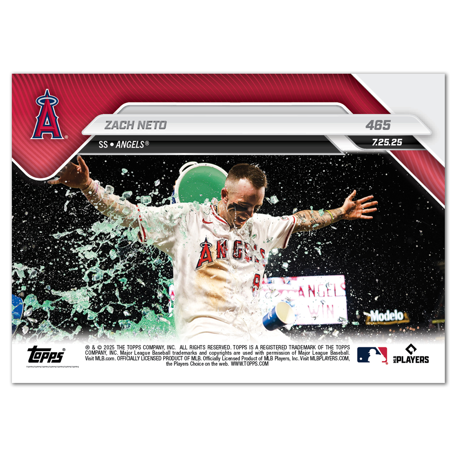 Alternative view of Zach Neto - 2025 MLB Topps NOW - Card 465 - PR: 978
