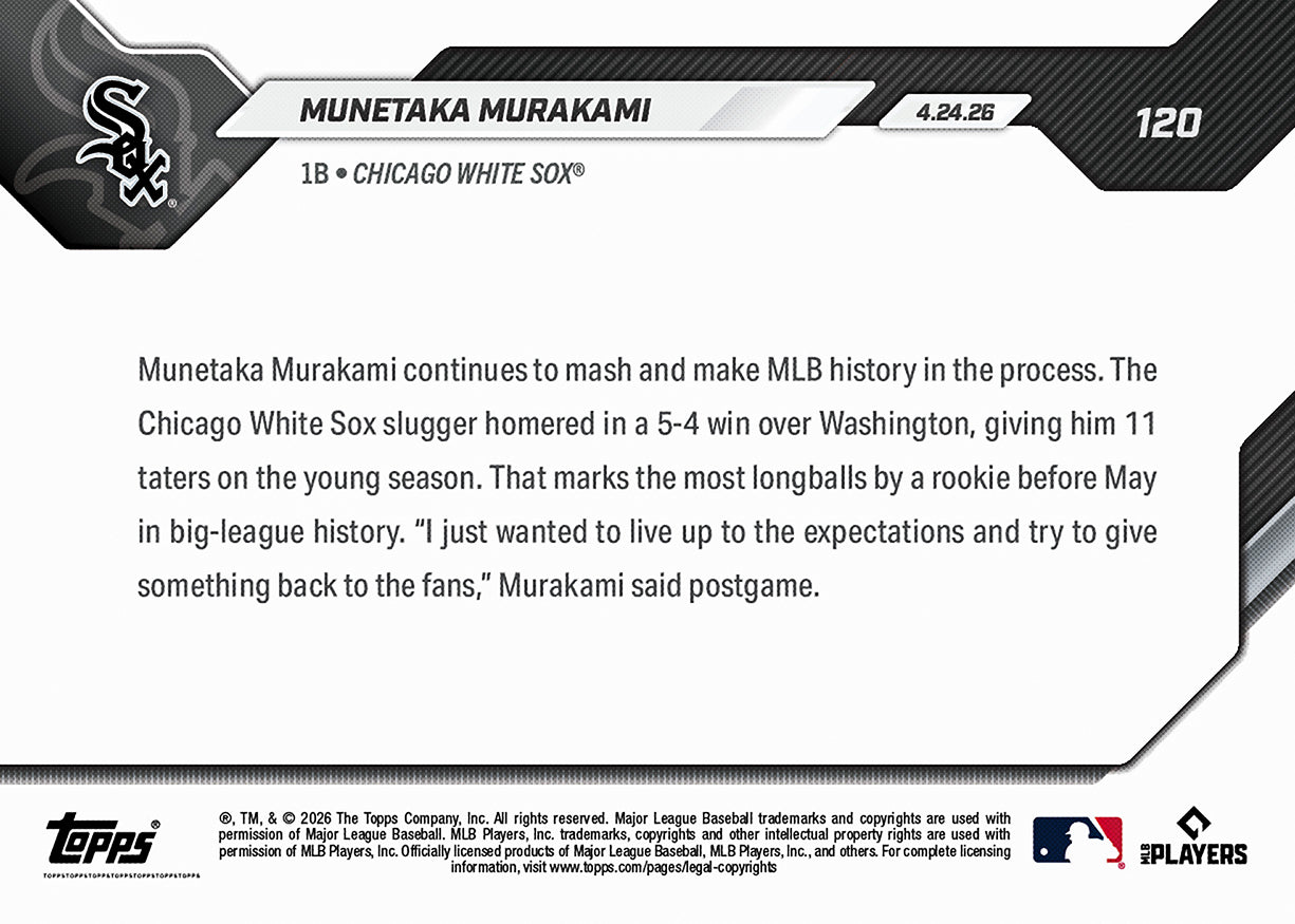 Munetaka Murakami - 2026 MLB Topps NOW - Card 120 - PR: 7294 - Image 2