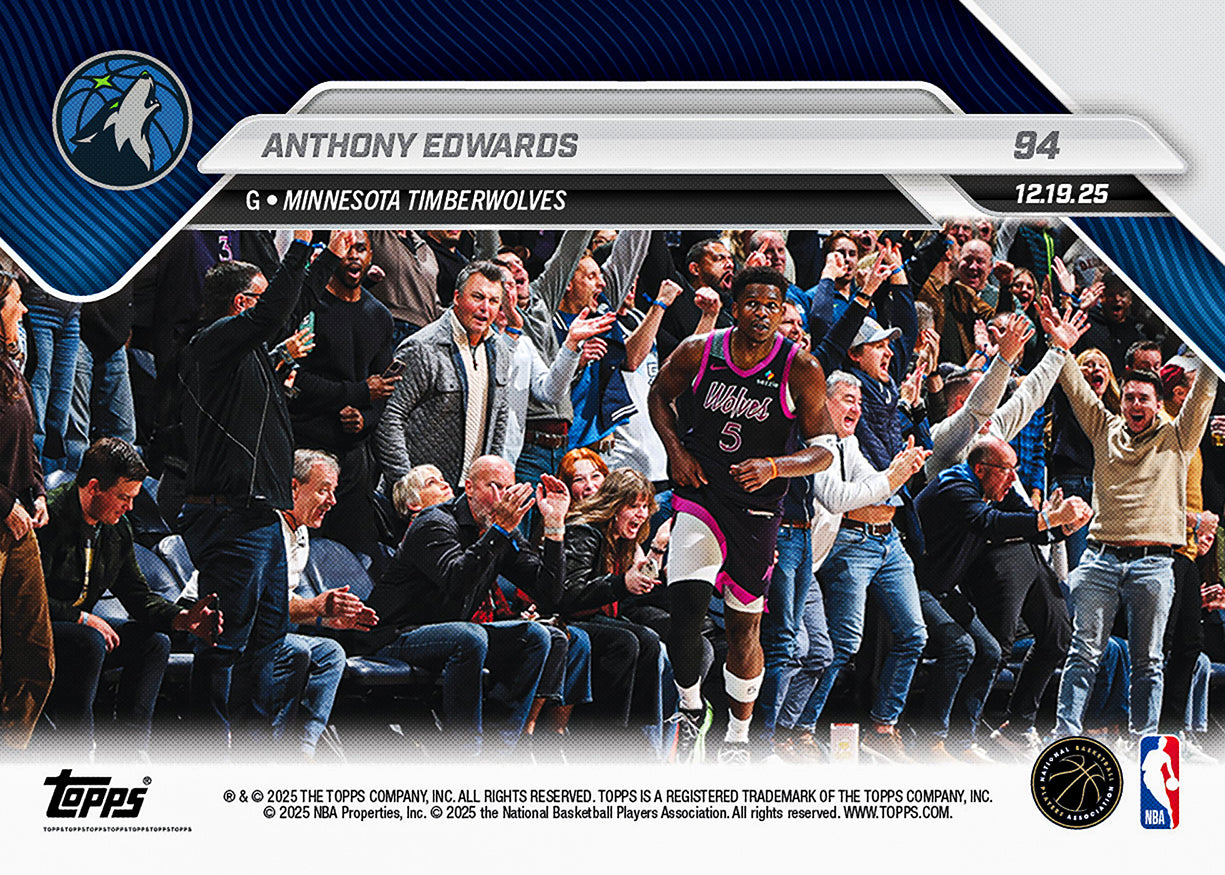 Anthony Edwards - 2025-26 NBA Topps NOW - Card 94 - PR: 1249 - Image 2