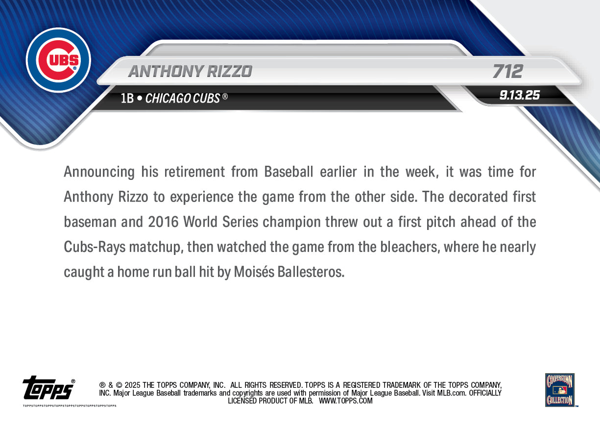 Anthony Rizzo - 2025 MLB Topps NOW - Card 712 - PR: 1861 - Image 2