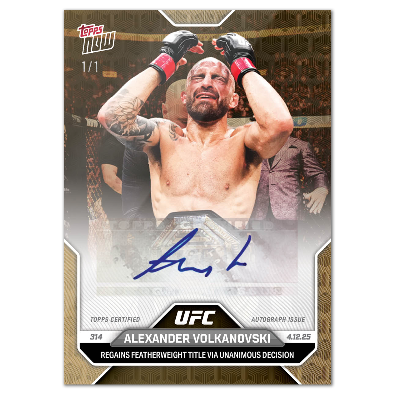 Alternative view of Alexander Volkanovski - 2025 UFC Topps NOW - Card 12 - LOOK FOR AUTOS - PR: 1880