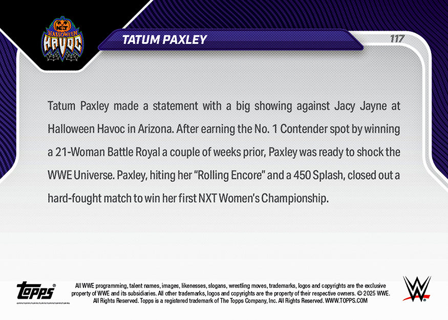 Tatum Paxley - 2025 WWE Topps NOW - Card 117 - PR: 1150 - Image 3