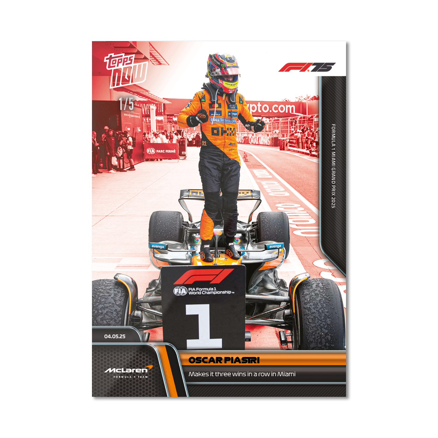 Oscar Piastri - 2025 Formula 1 Topps NOW - Card 34 - PR: 2260 - Image 3