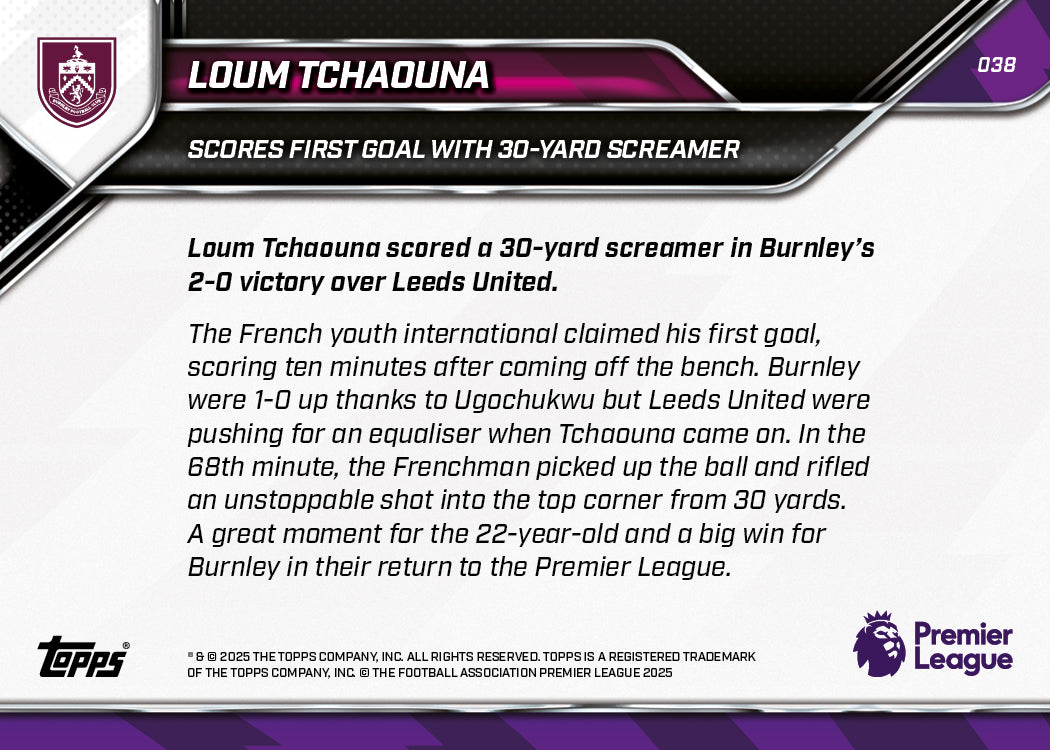 Loum Tchaouna - 2025-26 Premier League Topps NOW - Card 38 - PR: 214 - Image 7