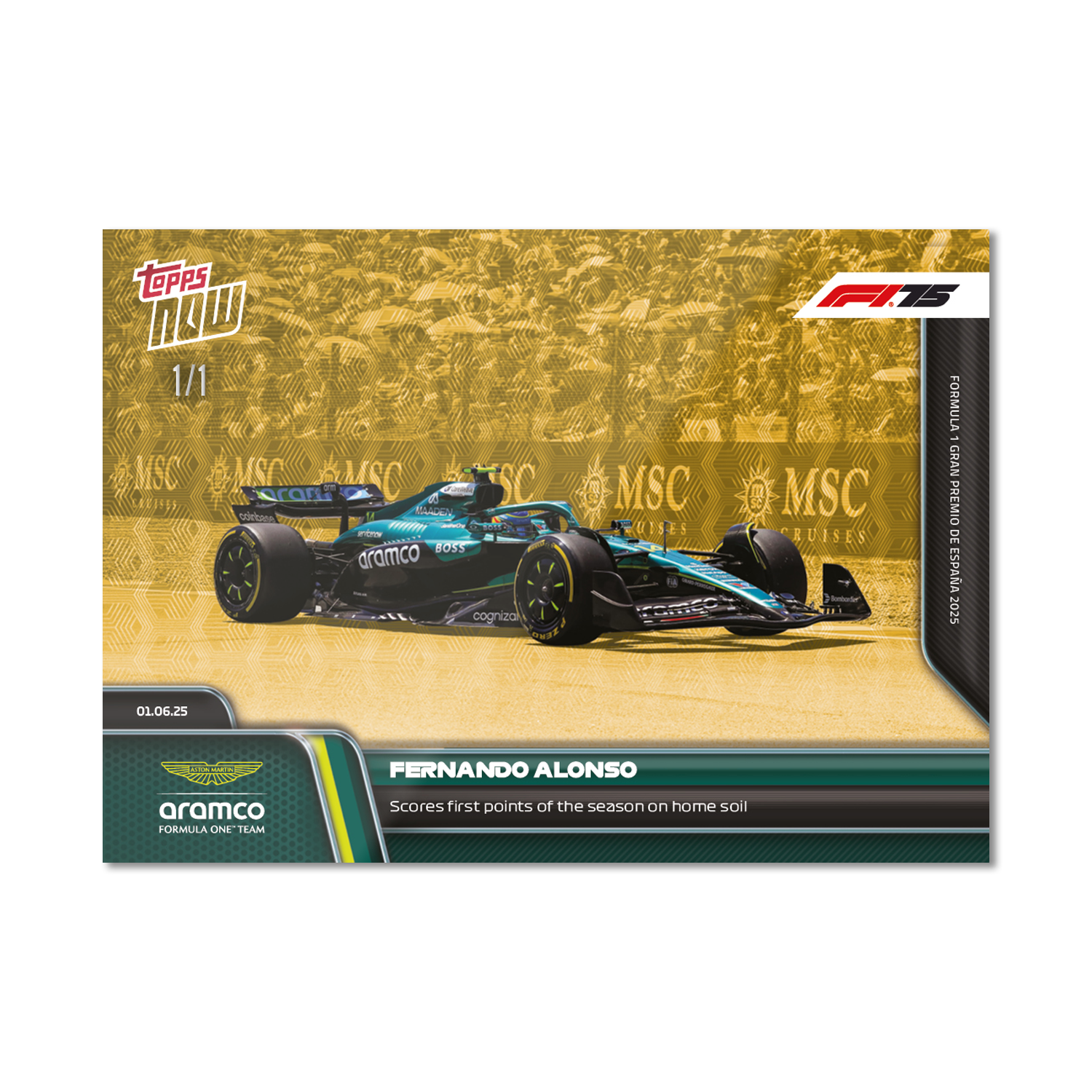Fernando Alonso - 2025 Formula 1 Topps NOW - Card 43 - PR: 707 - Image 2
