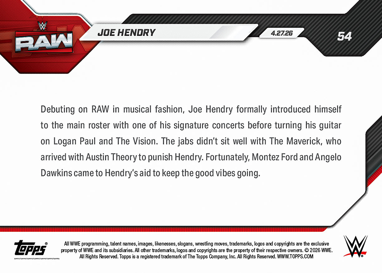 Joe Hendry - 2026 WWE Topps NOW - Card 54 - PR: 1428 - Image 2