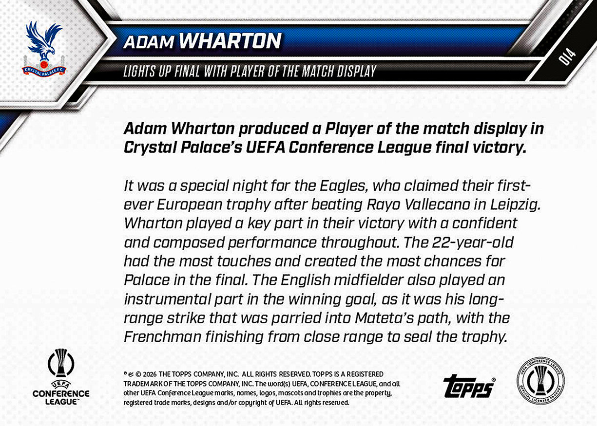 Adam Wharton - 2025-26 UECL Topps NOW - Card 14 - PR: 902 - Image 9