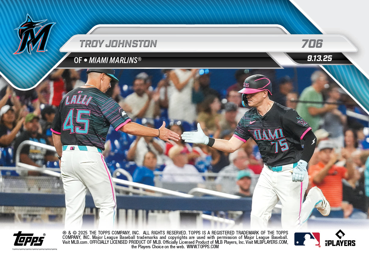 Alternative view of Troy Johnston - 2025 MLB Topps NOW - Card 706 - PR: 590