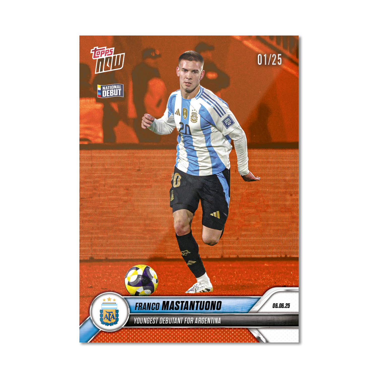 Franco Mastantuono - 2024-25 Argentina Topps NOW - Card 1 - PR: 7463 - Image 5