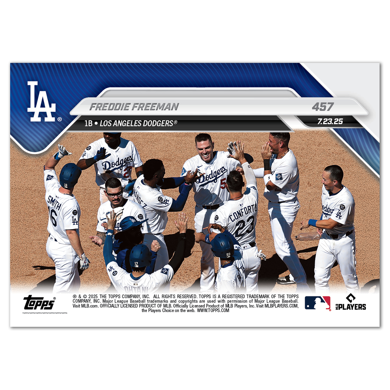 Freddie Freeman - 2025 MLB Topps NOW - Card 457 - PR: 1073 - Image 2