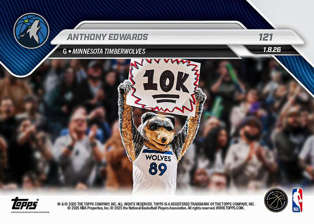 Alternative view of Anthony Edwards - 2025-26 NBA Topps NOW - Card 121 - PR: 2164