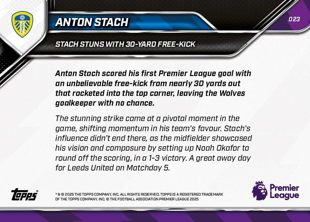 Anton Stach - 2025-26 Premier League Topps NOW - Card 23 - PR: 355 - Image 7