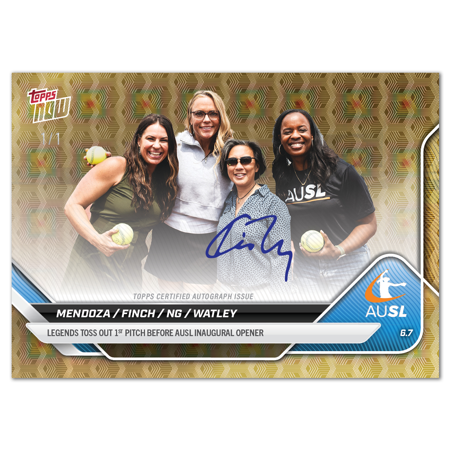 Jessica Mendoza/Jennie Finch/Kim Ng/Natasha Watley - 2025 AUSL Topps NOW - Card 1 - LOOK FOR AUTOS - PR: 1782 - Image 2