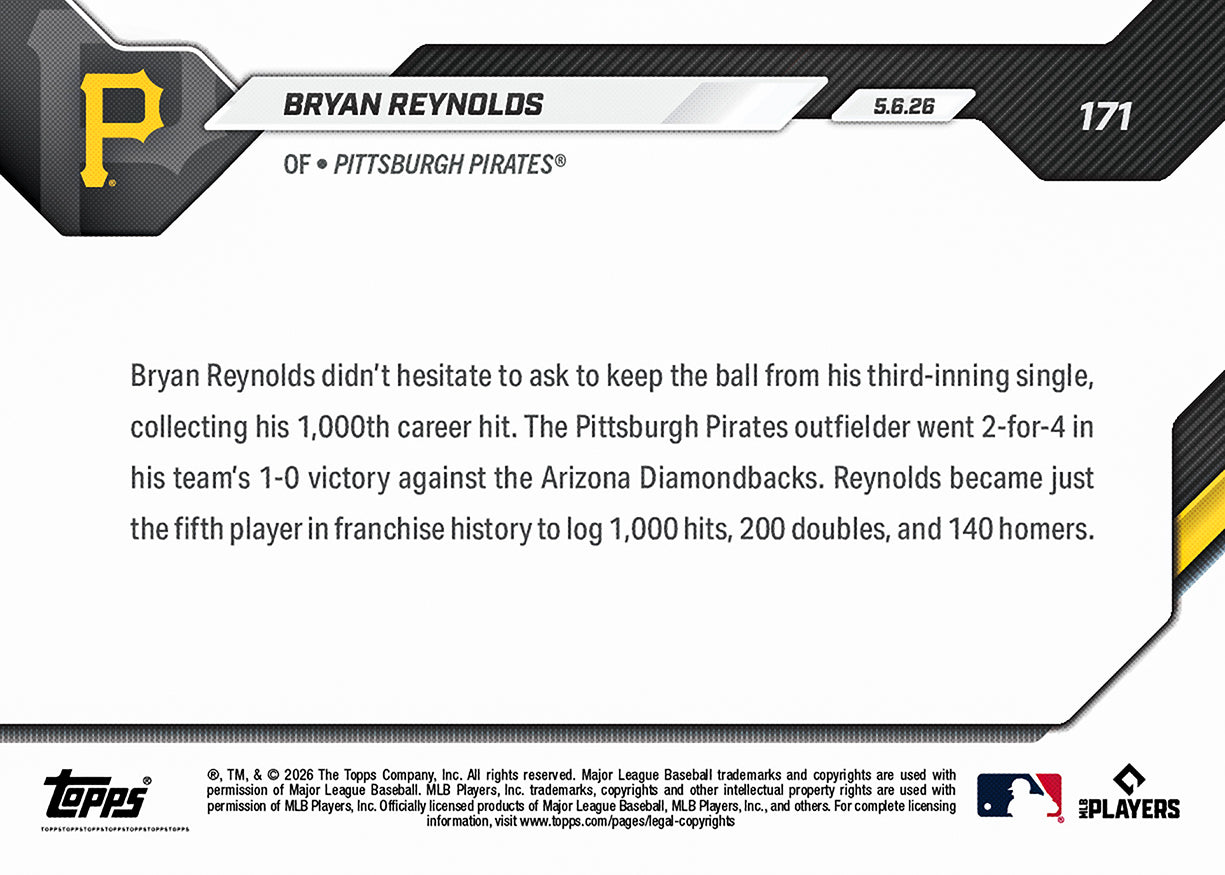 Bryan Reynolds - 2026 MLB Topps NOW - Card 171 - PR: 449 - Image 2
