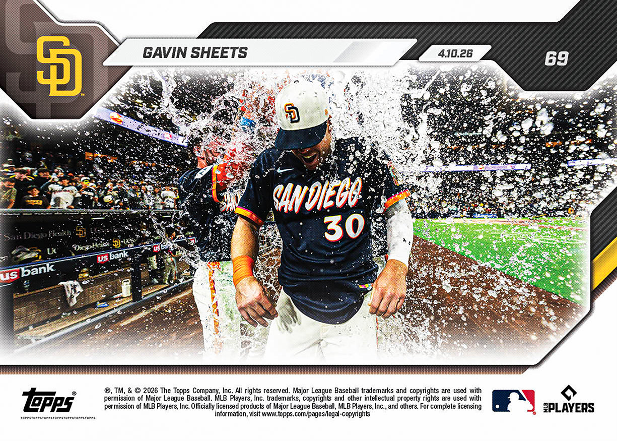 Gavin Sheets - 2026 MLB Topps NOW - Card 69 - PR: 713 - Image 2