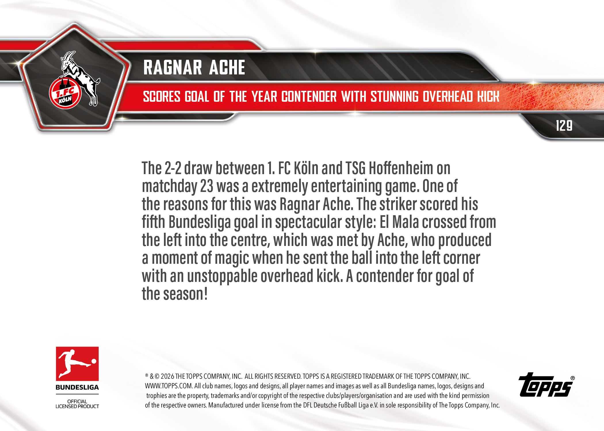 Ragnar Ache - 2025-26 Bundesliga Topps NOW - Card 129 - PR: 704 - Image 7