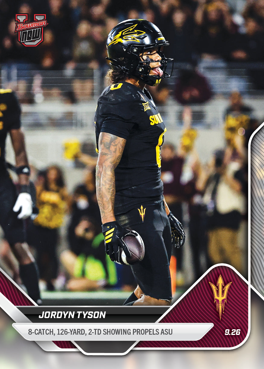 Jordyn Tyson - 2025-26 Bowman U NOW Football - Card 18 - PR: 605 - Image 2
