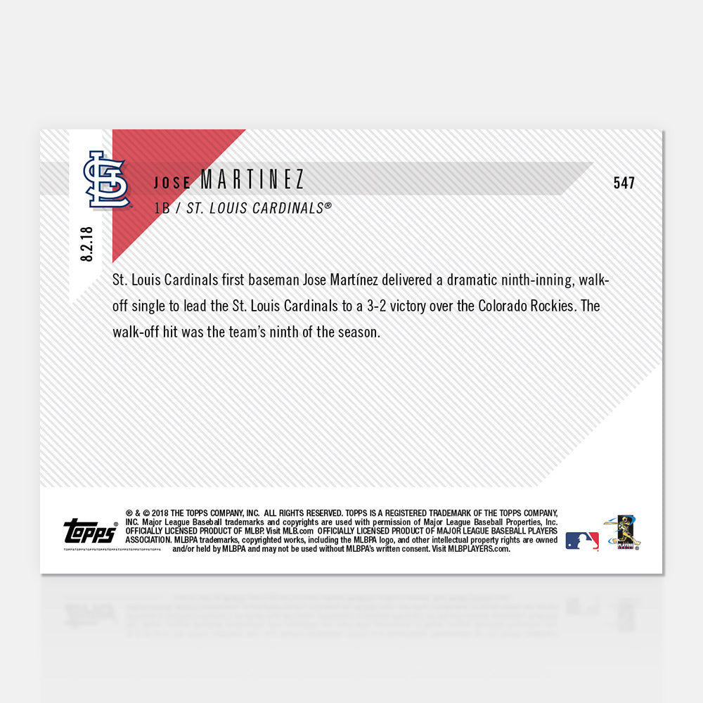 Jose Martinez - 08/02/2018 TOPPS NOW Card 547 - Print Run: 204 - Image 2