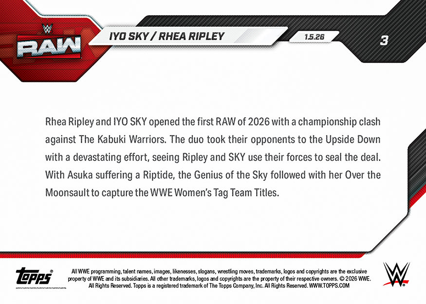 IYO SKY / Rhea Ripley - 2026 WWE Topps NOW - Card 3 - PR: 5002 - Image 4