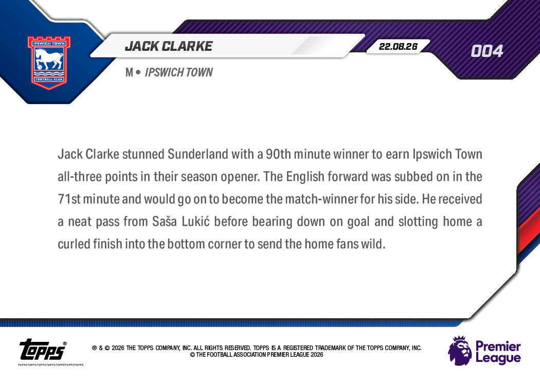 Jack Clarke - 2026-27 Premier League Topps NOW - Card 4 - PR: 309 - Image 6