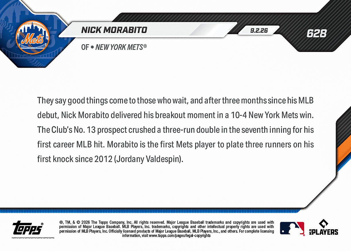 Nick Morabito - 2026 MLB Topps NOW - Card 628 - PR: 1150 - Image 2