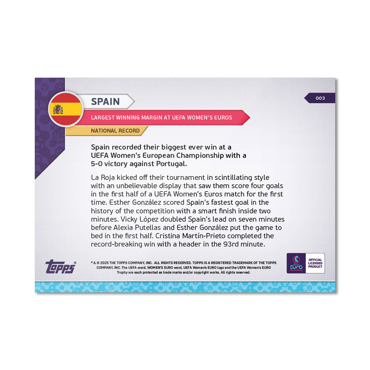 Spain - UEFA Women’s EURO 2025™ Topps NOW - Card 3 - PR: 243 - Image 7