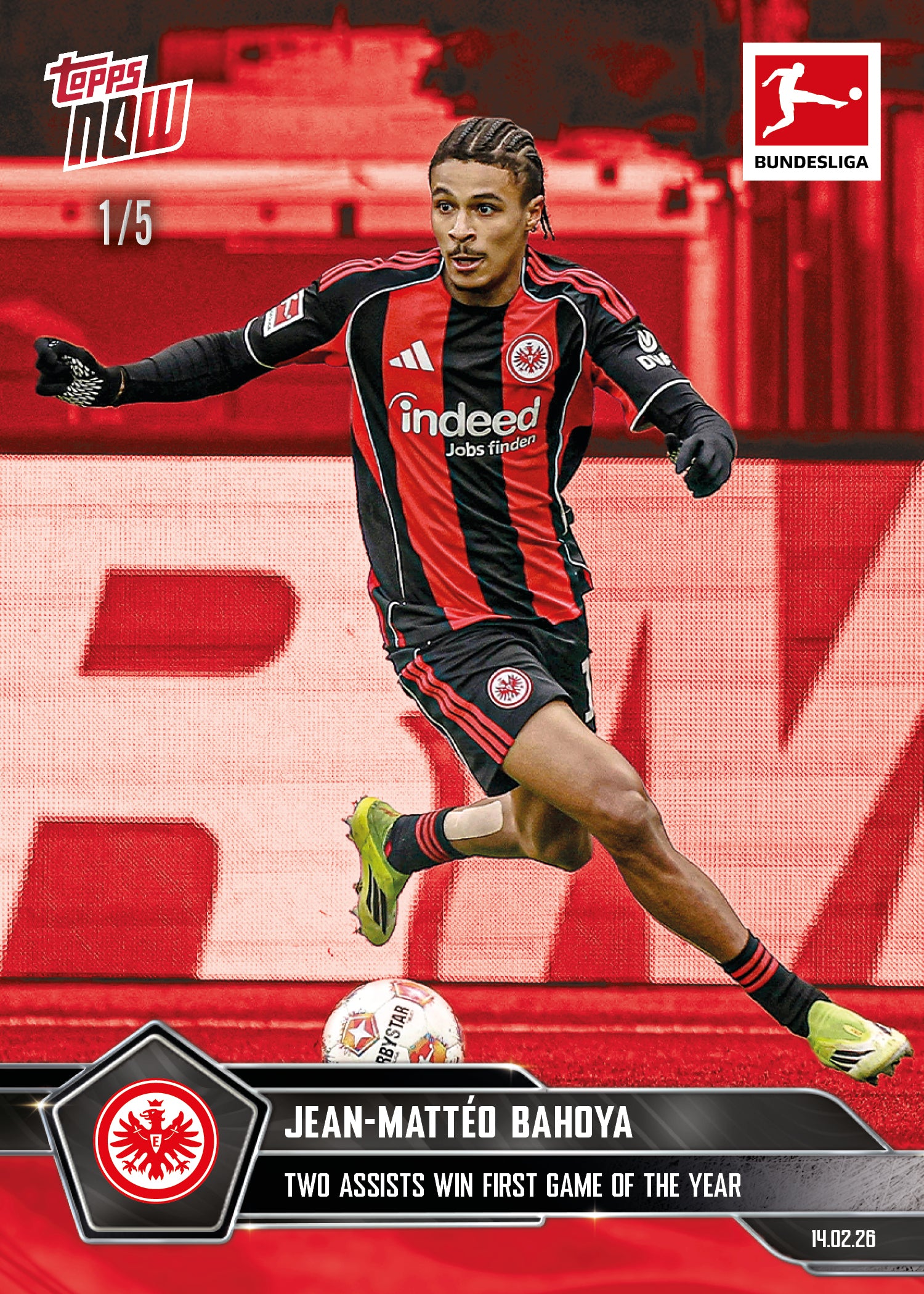Jean-Mattéo Bahoya - 2025-26 Bundesliga Topps NOW - Card 123 - PR: 252 - Image 3