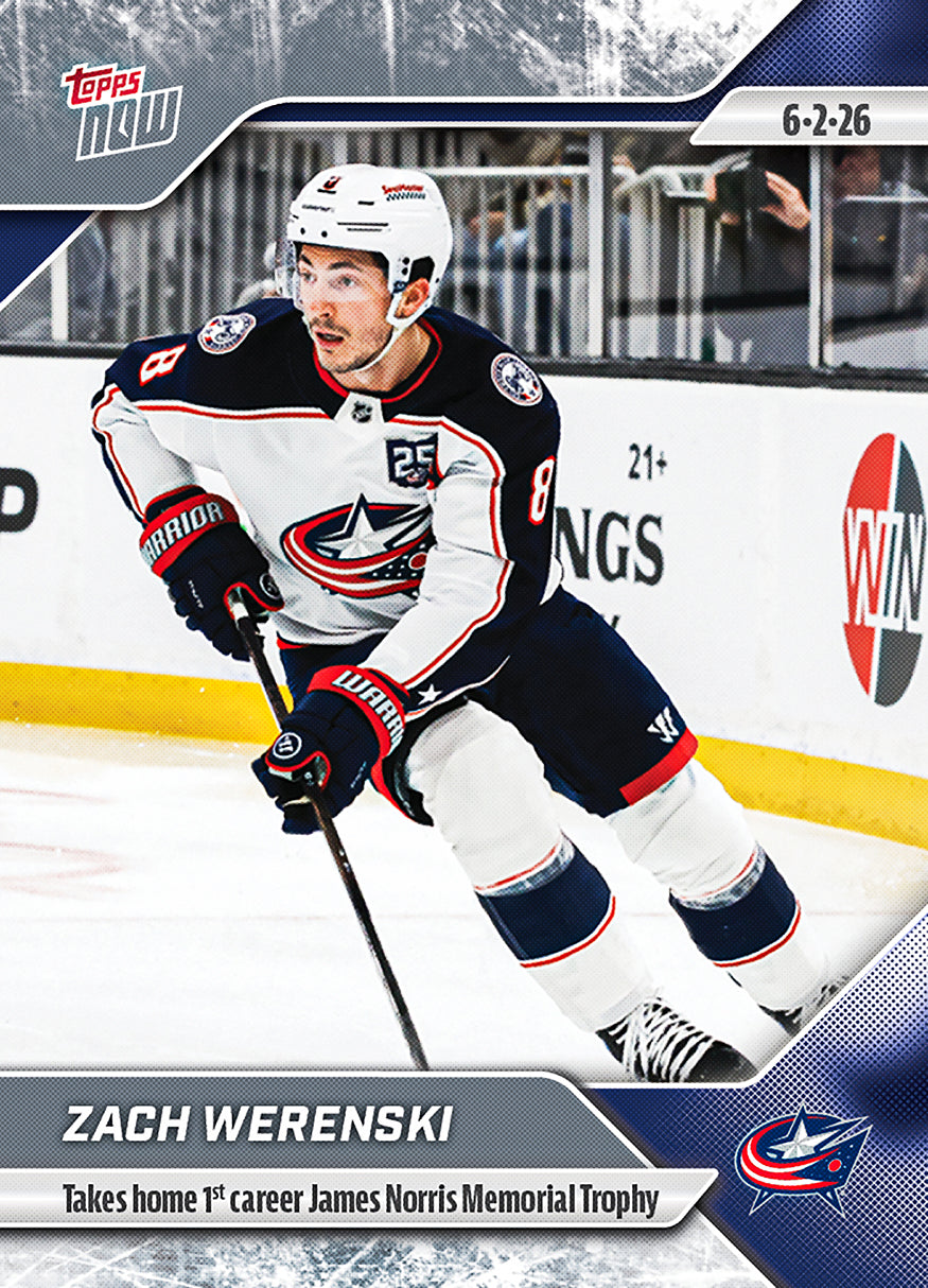 Zach Werenski - 2025-26 NHL Topps NOW - Sticker # 190 Pack - PR: 165