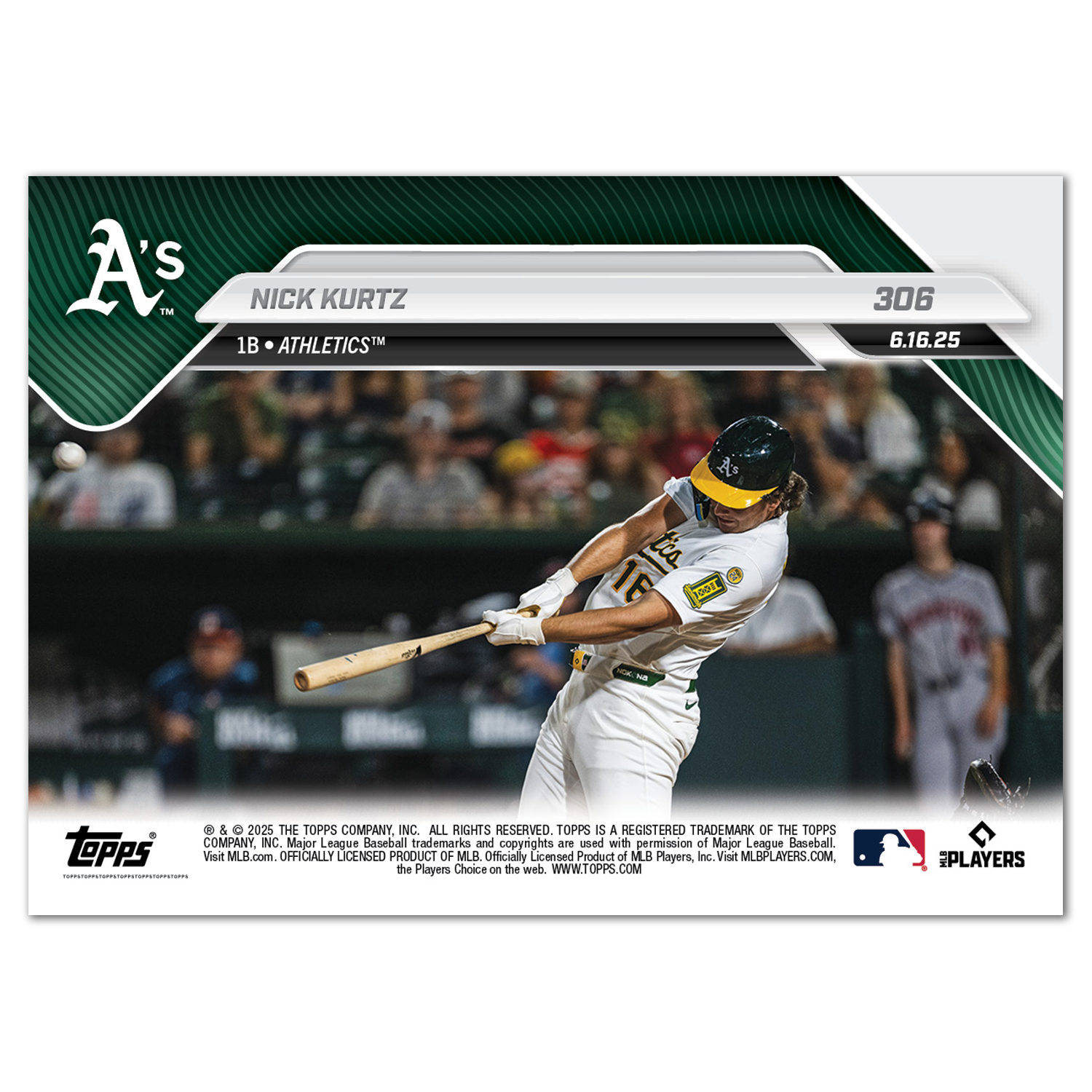 Nick Kurtz - 2025 MLB Topps NOW - Card 306 - PR: 1341 - Image 2