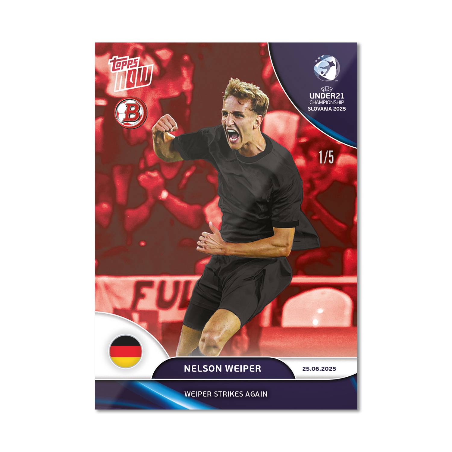 Nelson Weiper - 2025 UEFA Euro U-21 Topps NOW - Card 11 - PR: 99 - Image 3