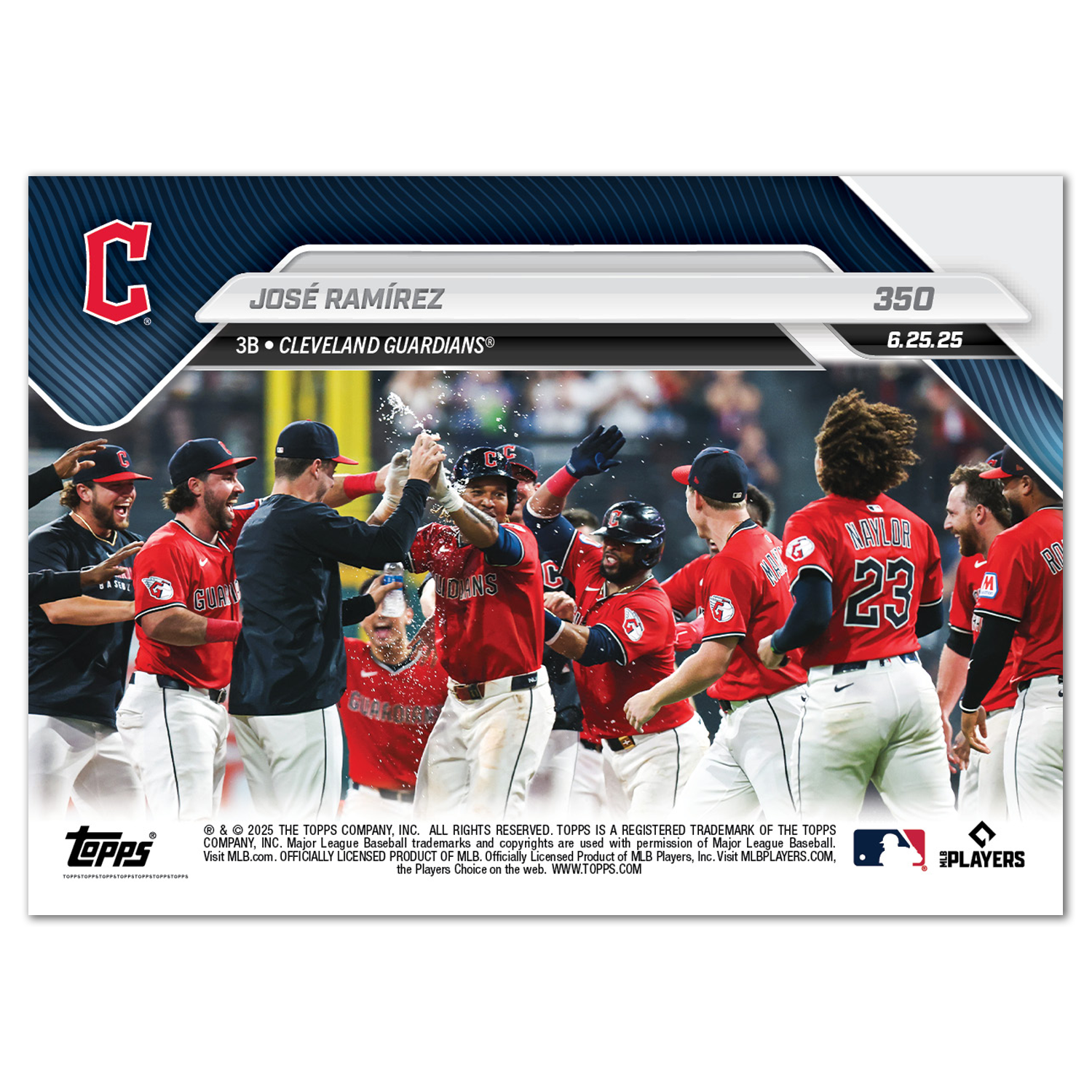 José Ramírez - 2025 MLB Topps NOW - Card 350 - PR: 501 - Image 2