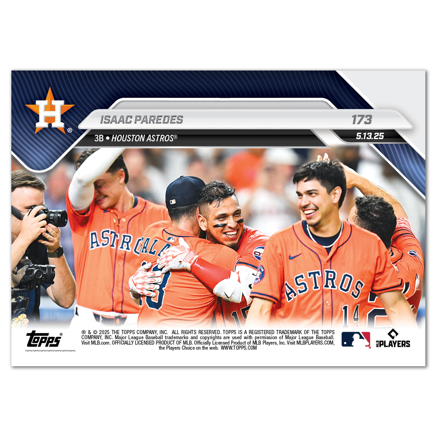 Isaac Paredes - 2025 MLB Topps NOW - Card 173 - PR: 346 - Image 2
