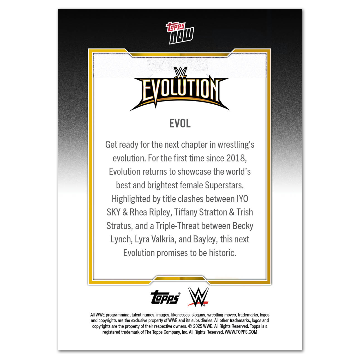 Evolution - 2025 WWE Topps NOW - Card EVOL - PR: 2452 - Image 3