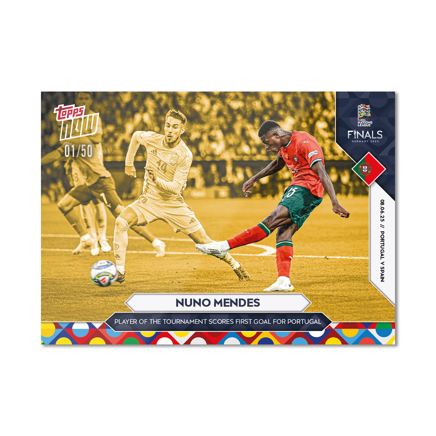 Nuno Mendes - 2025 UEFA Nations League Topps NOW - Card 6 - PR: 421 - Image 6
