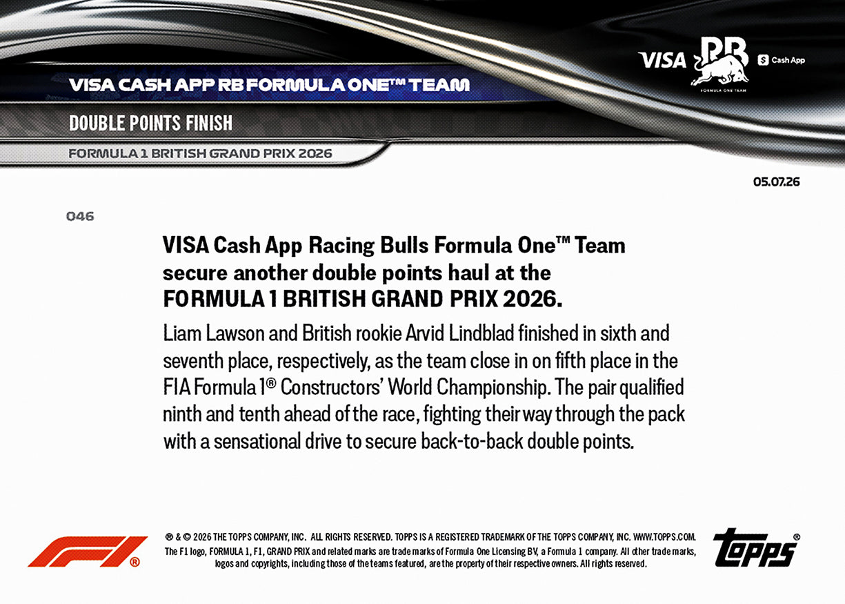 VISA Cash App RB Formula One™ Team - 2026 Formula 1 Topps NOW - Card 46 - PR: 1357 - Image 7