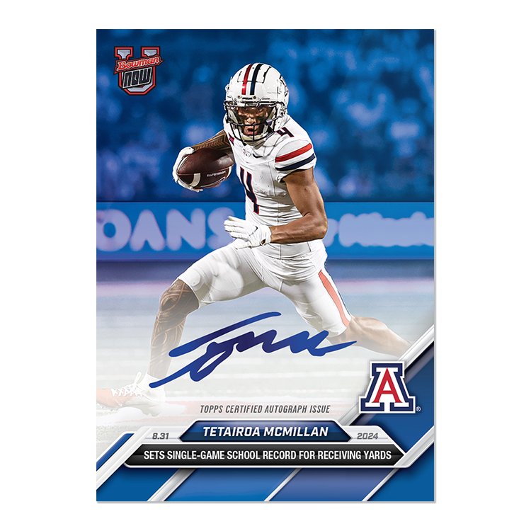 On-Card Autograph # to 49 or Lower - Tetairoa McMillan - 2024 Bowman U Now Card 4 - Image 3
